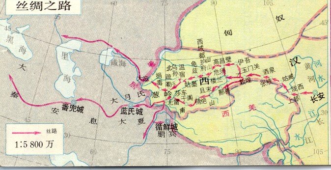 西汉丝绸之路线路图插图