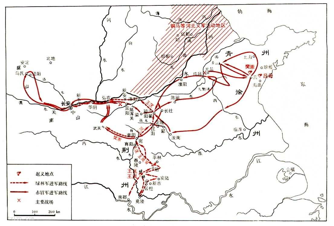 赤眉、绿林起义地图插图