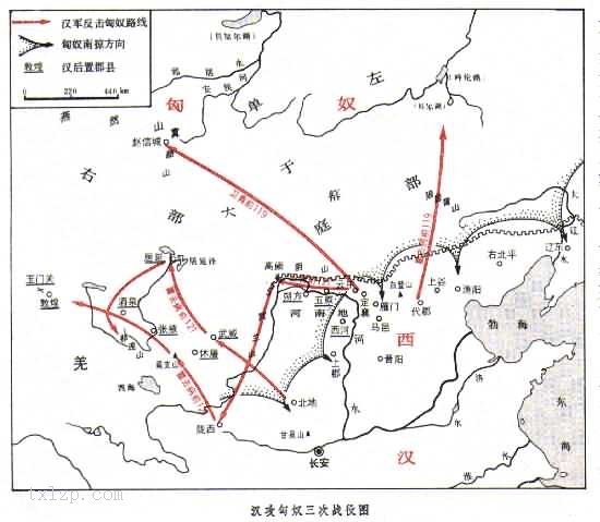 汉攻匈奴三次战役地图插图