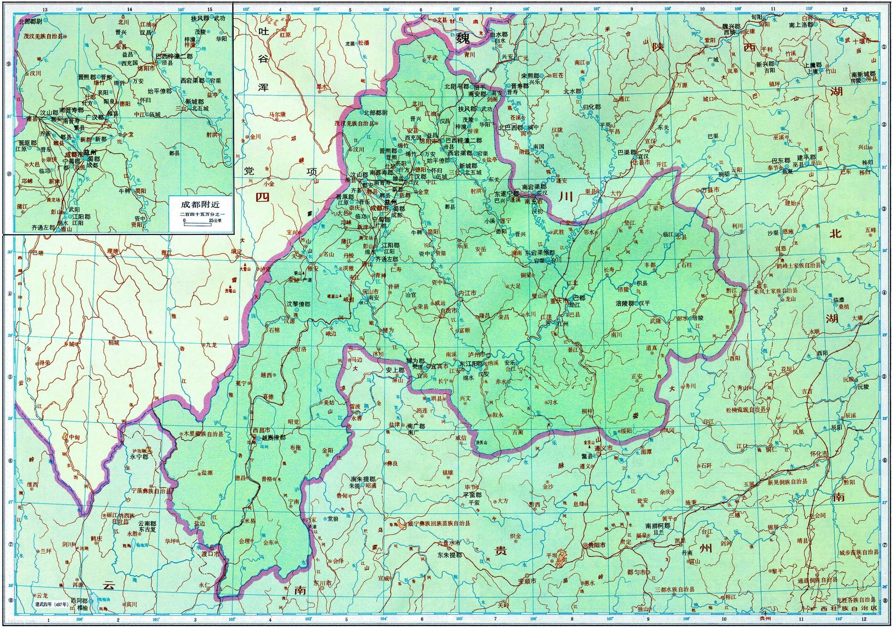 南朝齐 益州地图全图高清版插图