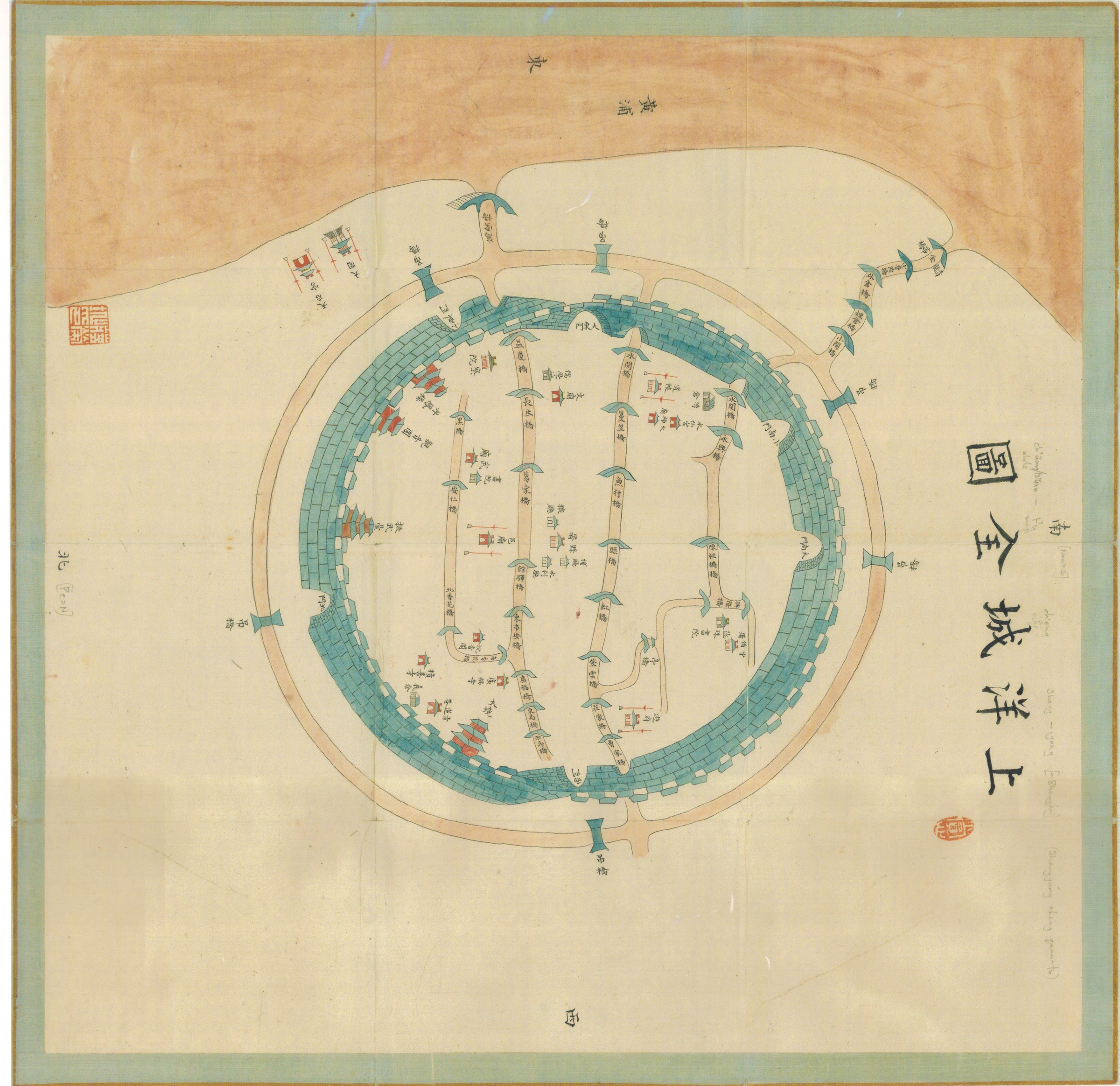 《上洋城全图》1846—1855年上海地图插图
