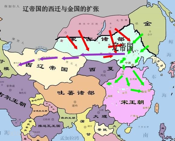 辽国的西迁与金国的扩张形势图插图