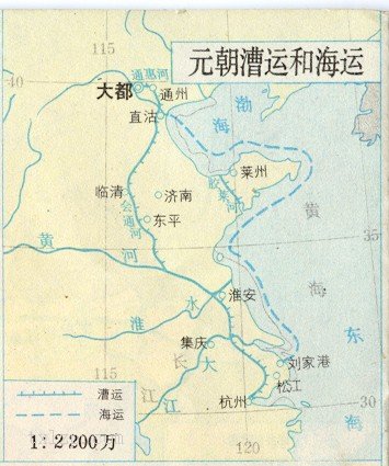 元朝漕运和海运线路图插图