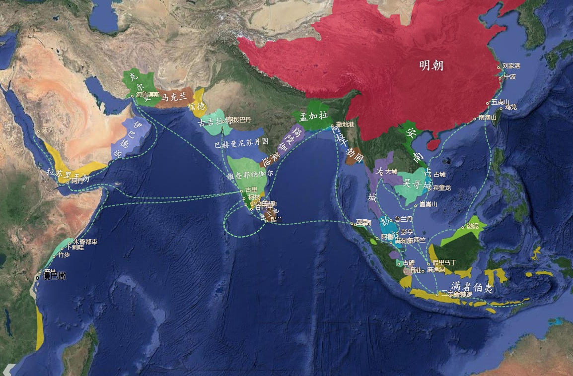 郑和下西洋路线图_历史地图网