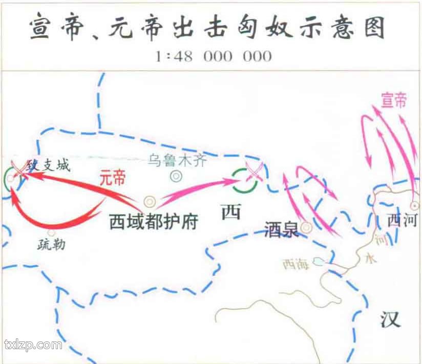 汉宣帝、元帝出击匈奴示意图插图