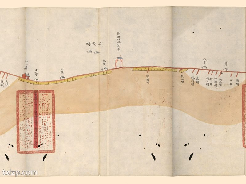 1876年南岸三厅光绪二年分河道起止里数做过工程段落丈尺总河图插图2