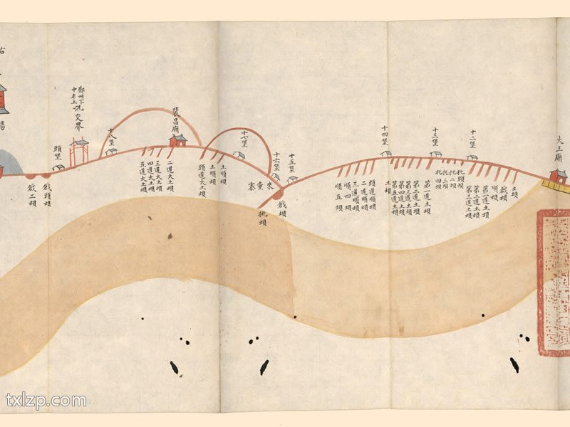 1876年南岸三厅光绪二年分河道起止里数做过工程段落丈尺总河图插图3