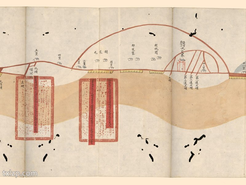 1876年南岸三厅光绪二年分河道起止里数做过工程段落丈尺总河图插图1