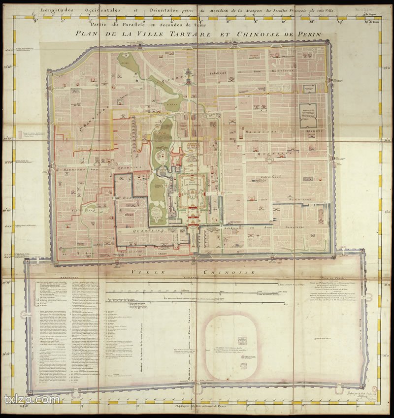 1752年北京最早带经纬线的地图 Plan de Pékin插图