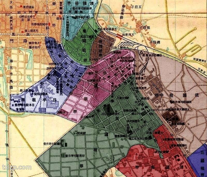 1913年天津租界地图_历史地图网