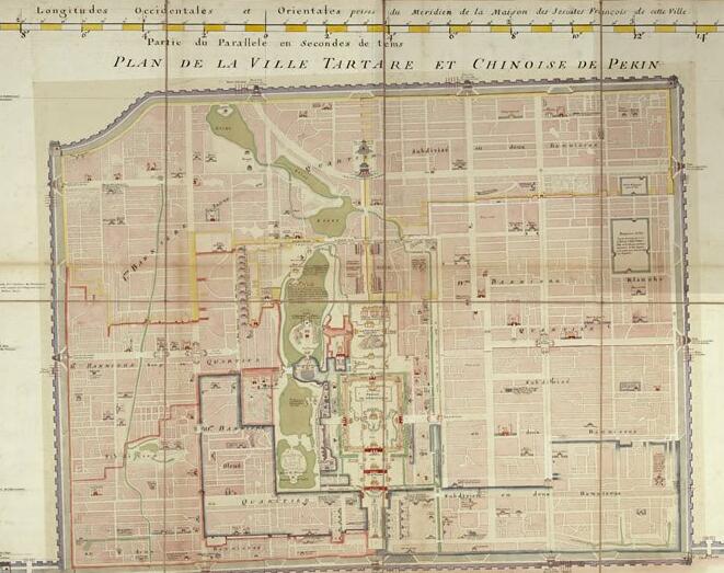 1752年北京最早带经纬线的地图 Plan de Pékin