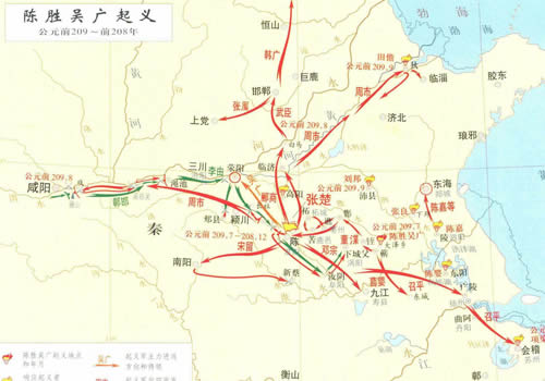 陈胜吴广起义地图 公元前209-208年