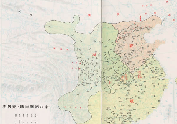 南北朝 陈 齐 周国形势地图