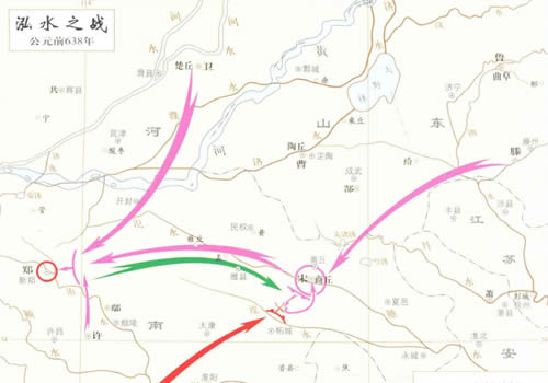 泓水之战地图 公元前638年