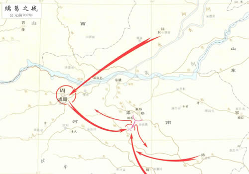 蠕葛之战地图 公元前707年