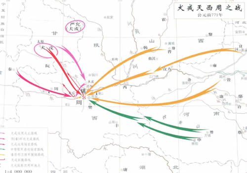 犬戎灭西周之战地图 公元前771年