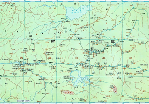 清朝 喇萨 日喀则地区地图