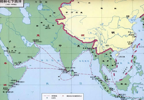 1405-1433年郑和七下西洋地图