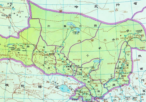 元朝时期的甘肃行省地图