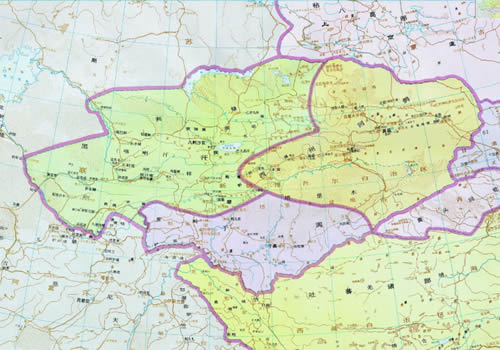 北宋 西州回鹘、于阗、黑汗（喀喇汗）地图