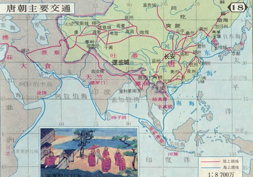 唐朝主要对外交通线路图
