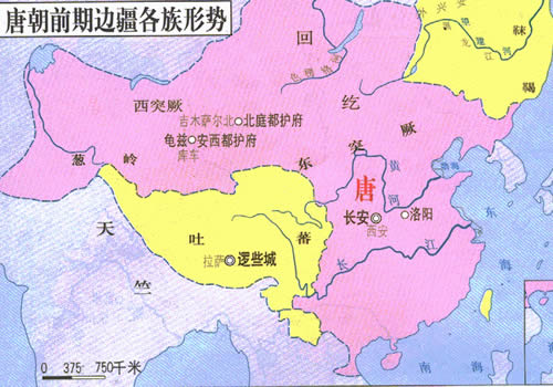 唐朝前期、后期边疆形式图