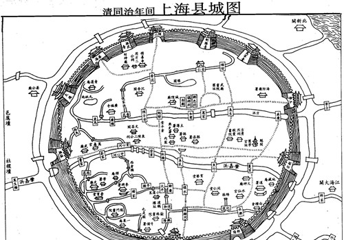 清朝同治年间《上海县城图》