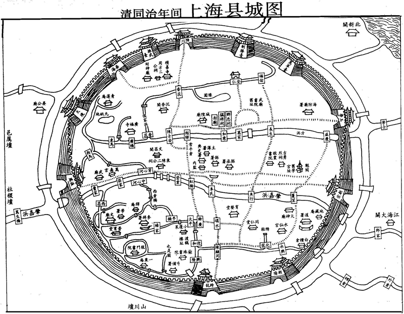 清朝同治年间《上海县城图》插图