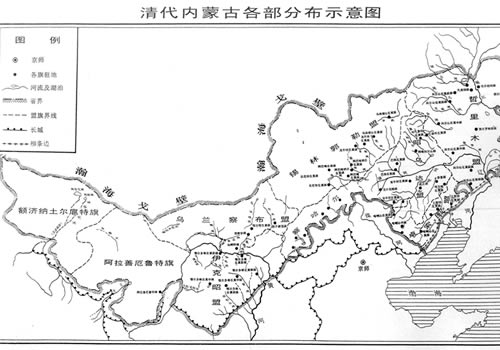 清代内蒙古各部分布图