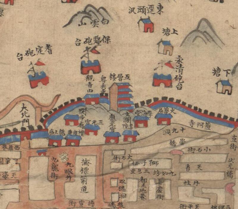 1816年广东通省水道图及广州城图插图1
