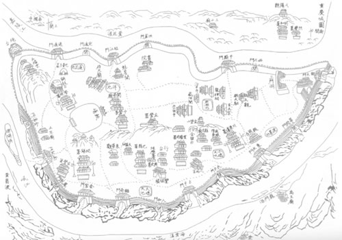 1761年清乾隆《重庆城门图》