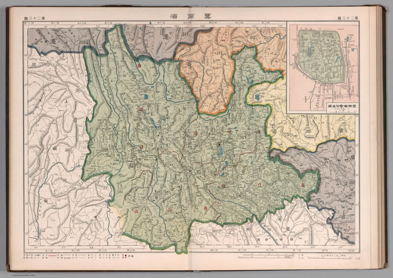 1917年《云南省》地图插图